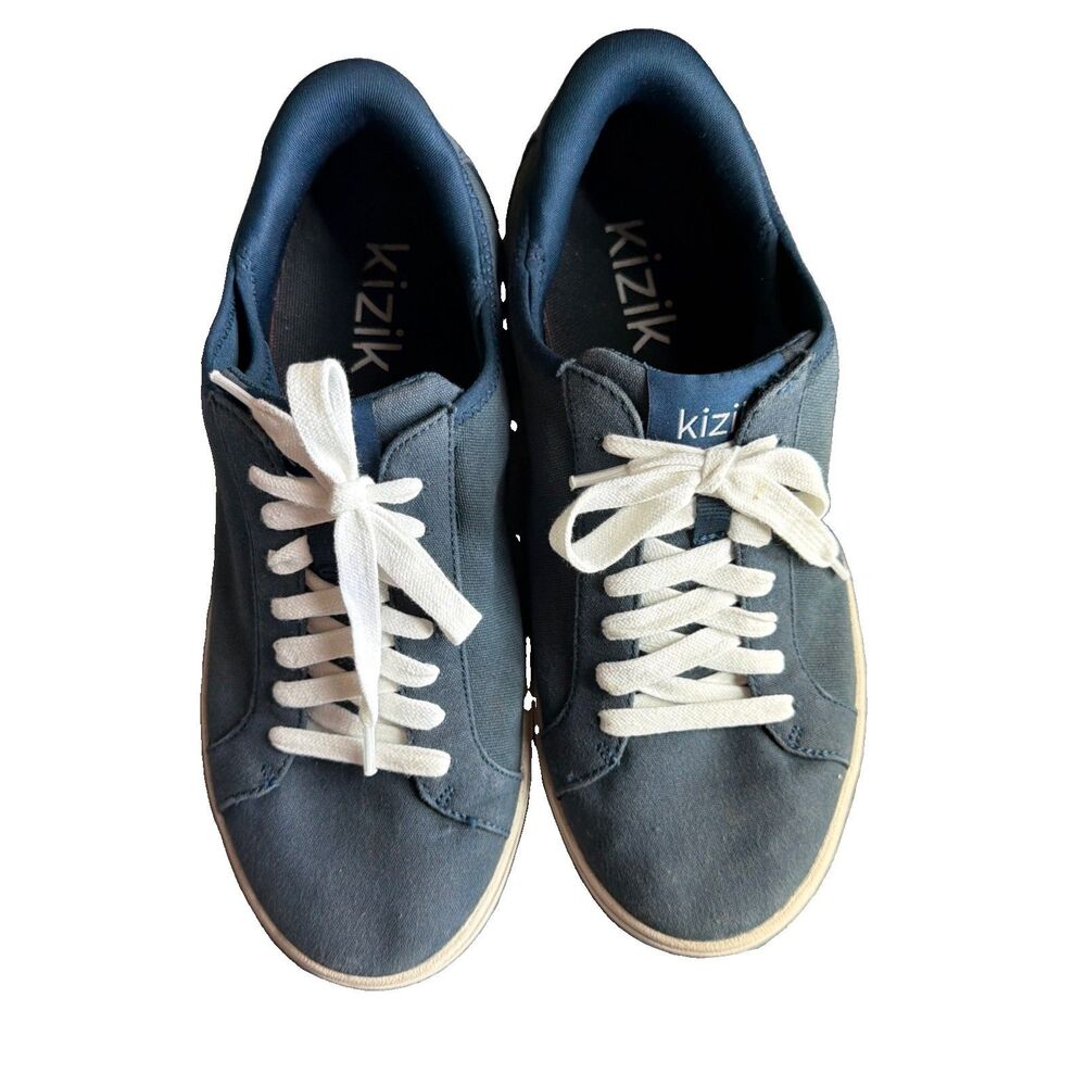 Kizik Sneaker Mens 7.5 Blue Irvine Round  Low Top Lace Up Casual Comfort Canvas